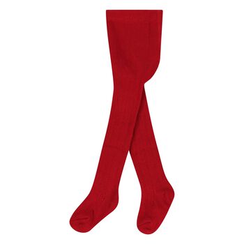 Younger Girls Red Knitted Tights