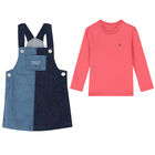 Baby Girls Pink & Denim Dungaree Dress Set, 1, hi-res