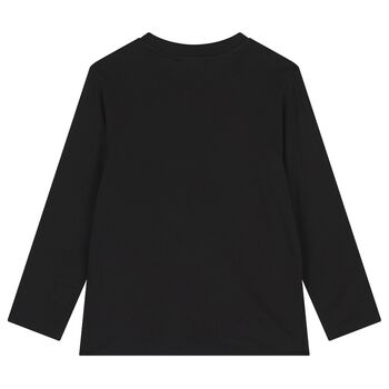 Boys Black Logo Long Sleeve Top