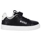 Boys Black & White Logo Trainers, 1, hi-res