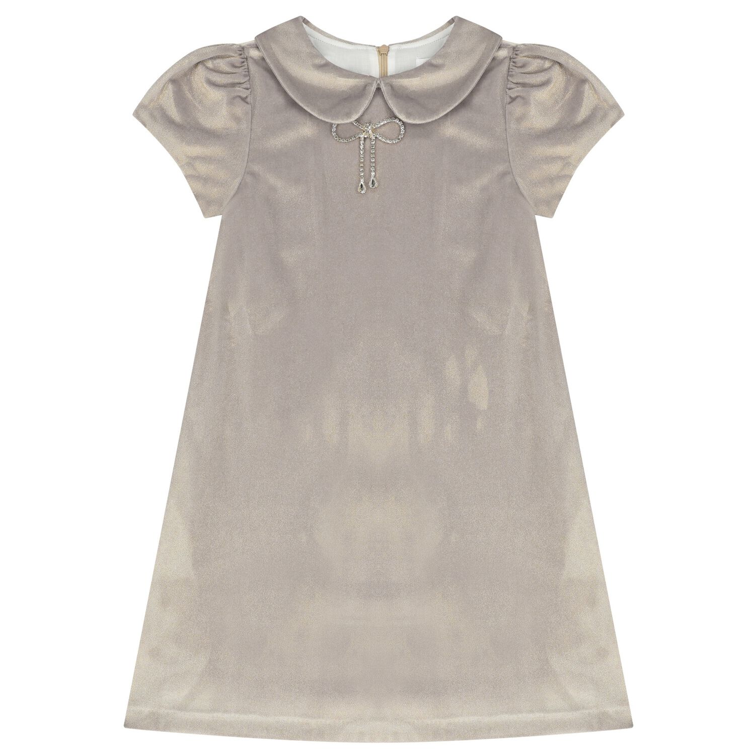 Girls Gold Bow Dress, 1, hi-res image number null