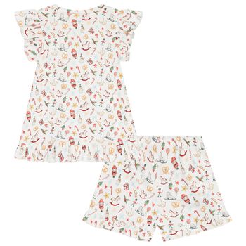 Girls White Festive Pjyamas