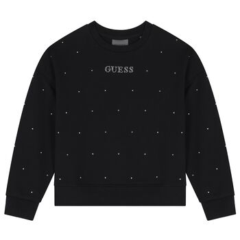 Girls Black Embellished Logo Sweatshirt