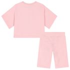 Girls Pink Teddy Bear Cycling Shorts Set, 1, hi-res