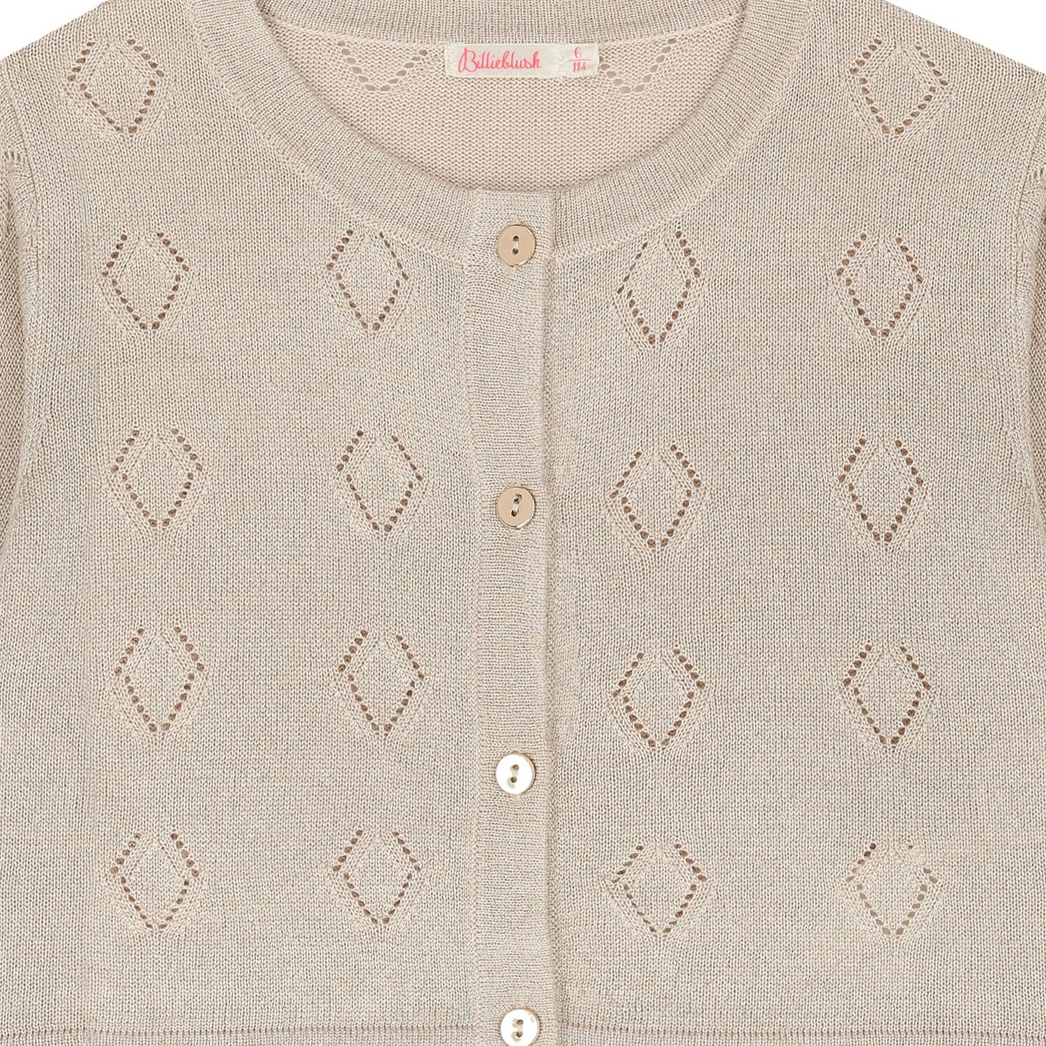 Girls Beige Knitted Cardigan, 1, hi-res