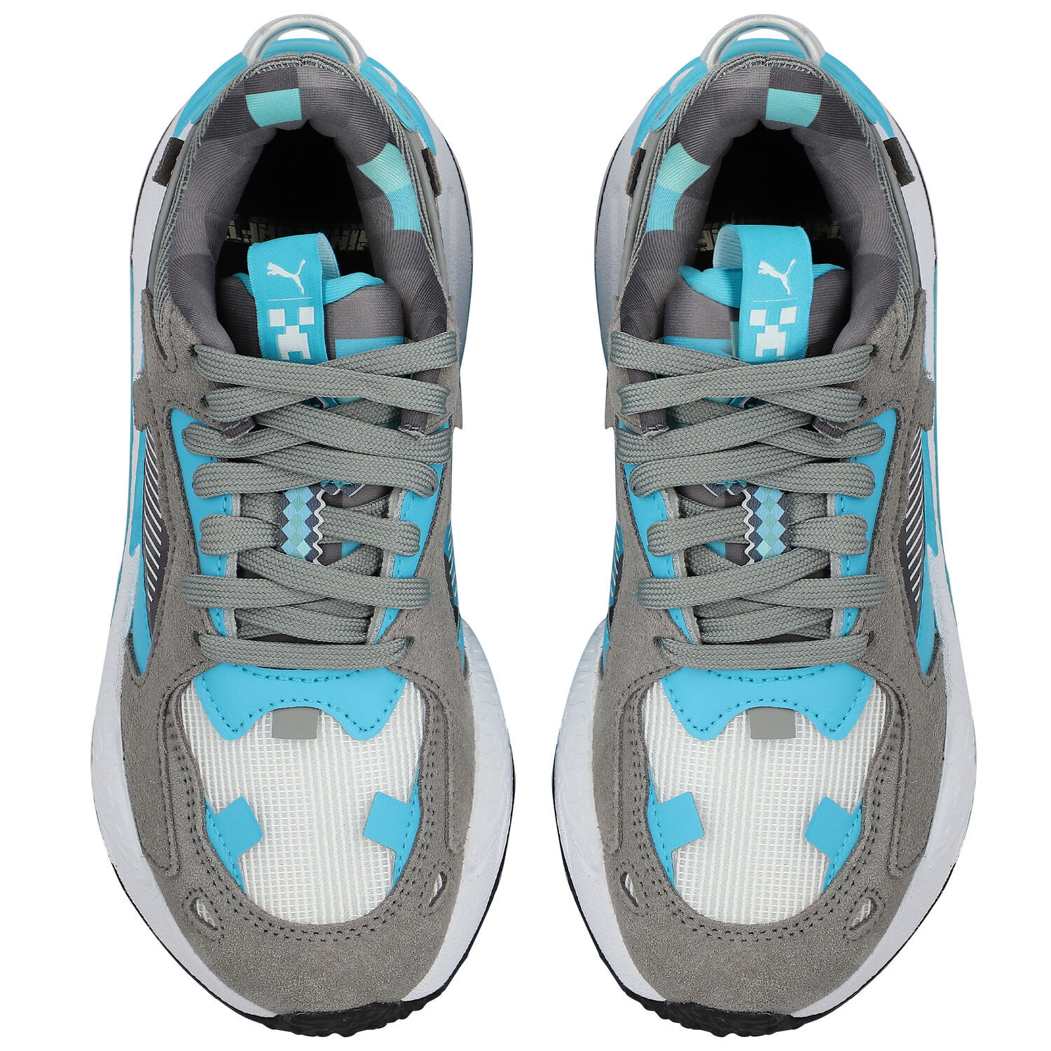 White, Grey & Blue RS-Z Minecraft Jr Trainers, 1, hi-res