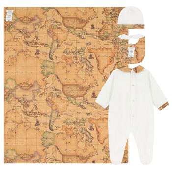 Ivory & Beige Geo Map Babygrow Gift Set