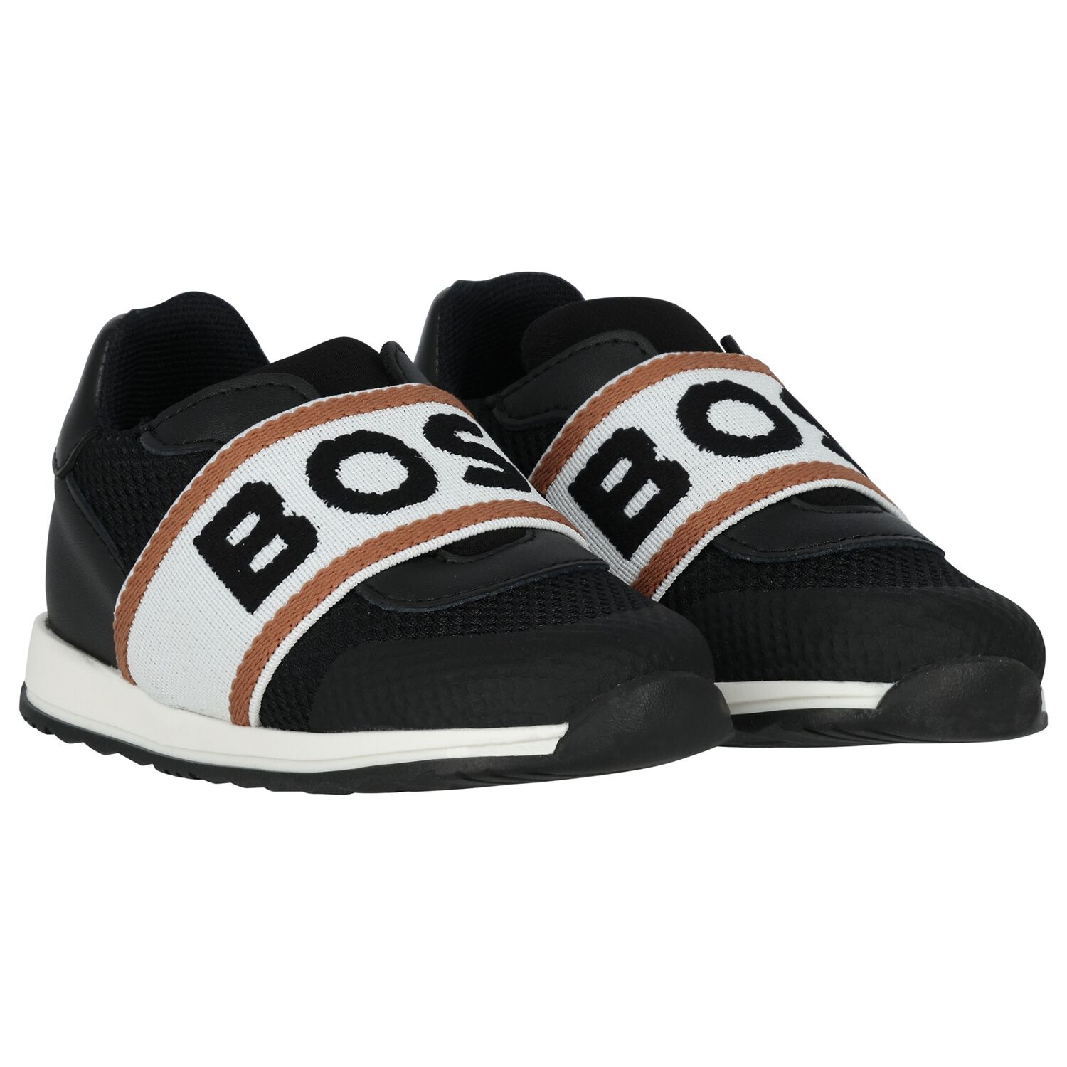 Boys Black Logo Trainers, 1, hi-res image number null
