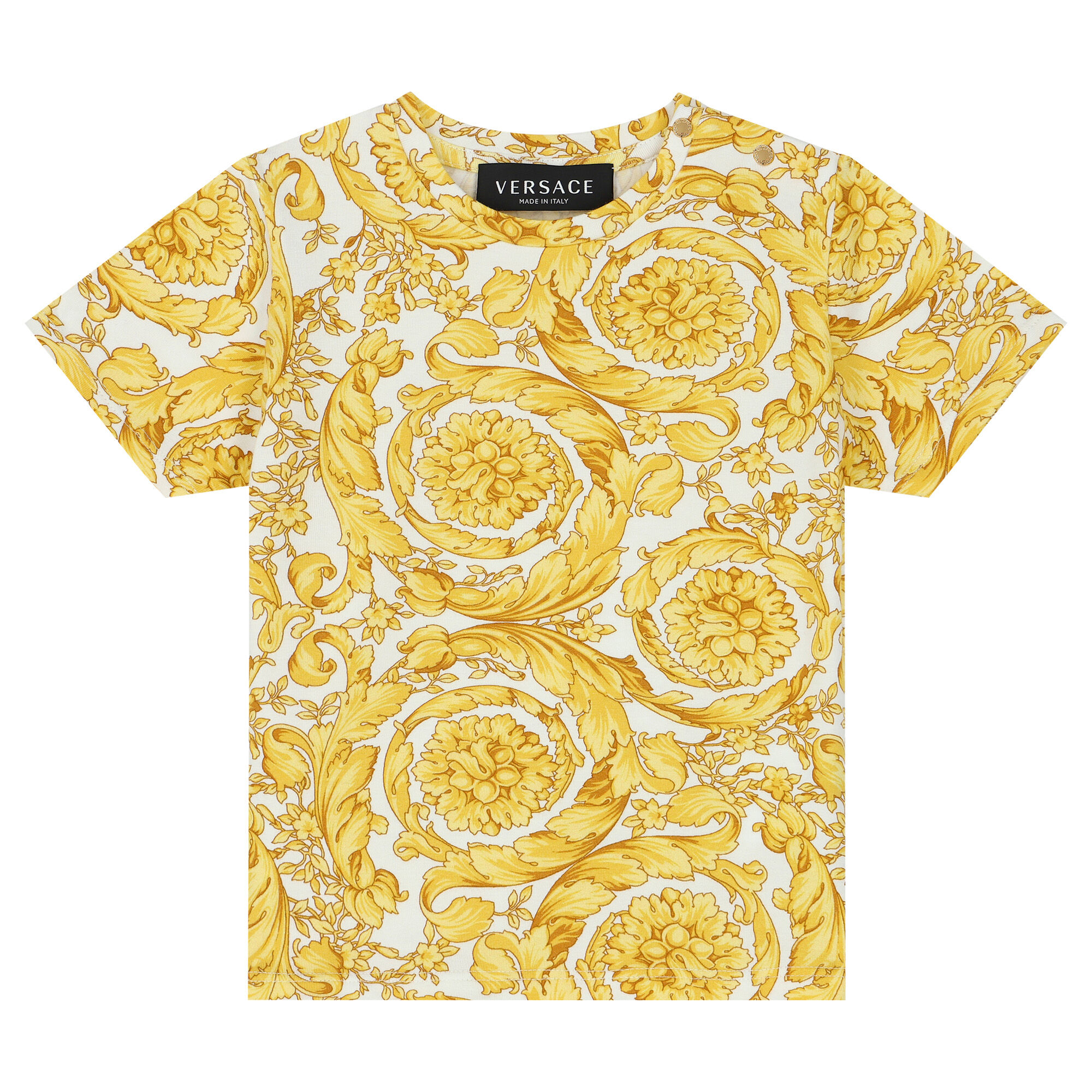 Versace Younger Boys Ivory Gold Barocco T Shirt Junior Couture UK