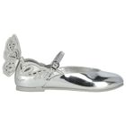 Girls Silver Butterfly Leather Shoes, 1, hi-res