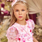 Girls Pink Embroidered Tulle Dress, 1, hi-res