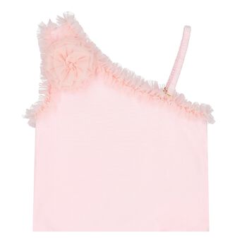 Girls Pink Ruffle Tulle Top