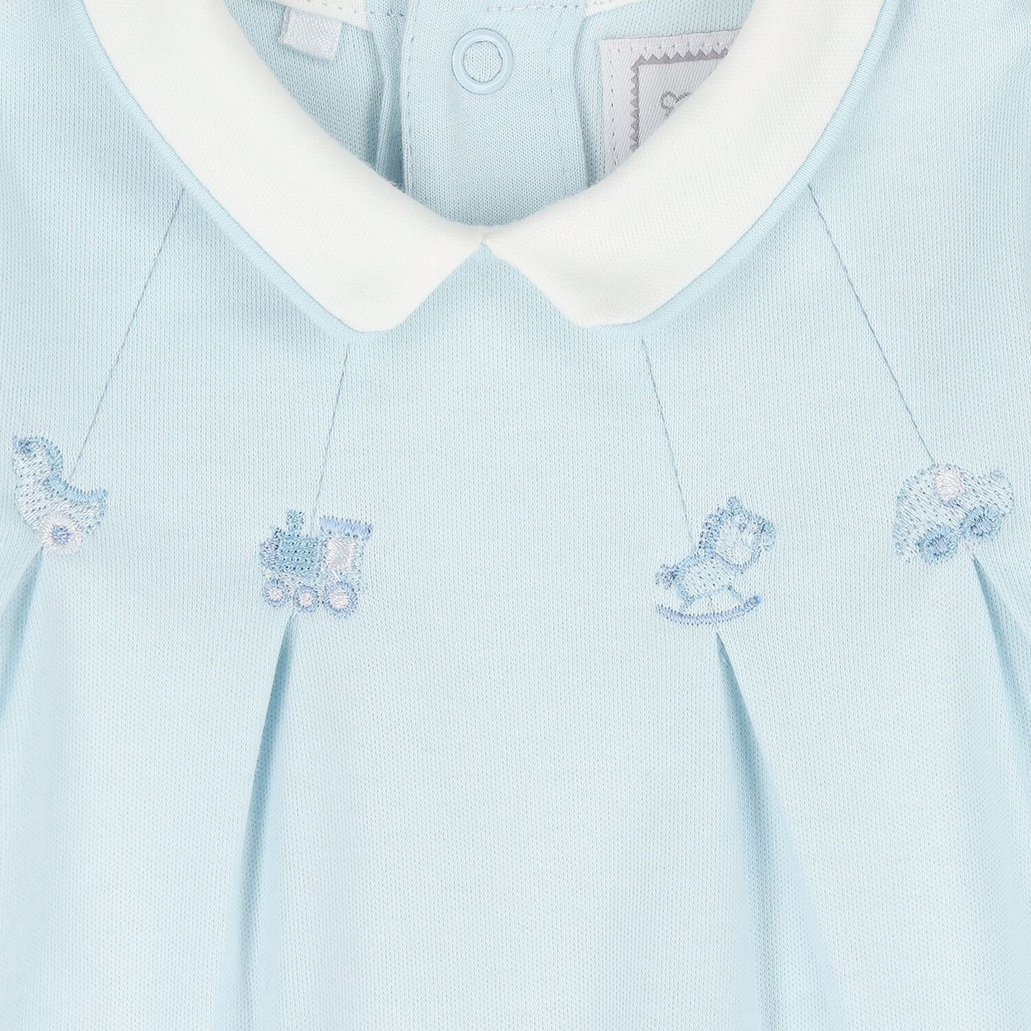 Baby Boys Blue & Ivory Flower Babygrows ( 2-Pack ), 1, hi-res