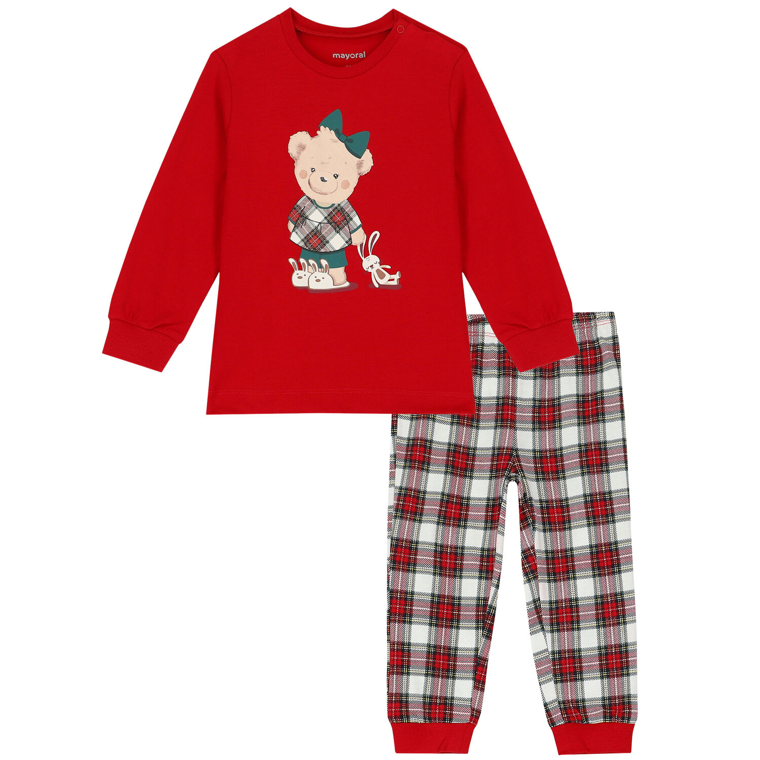 Younger Girls Red & White Pyjamas, 1, hi-res