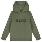 Boys Green Logo Hooded Top, 2, hi-res