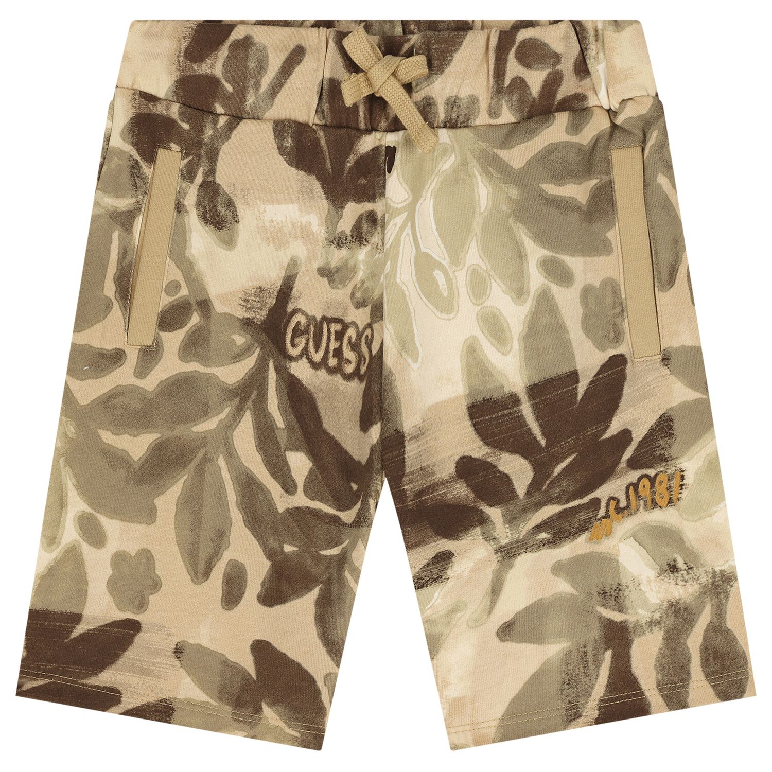 Boys Beige Logo Shorts, 2, hi-res