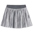 Girls Silver Pleated Skirt, 2, hi-res