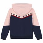 Girls Pink & Navy Logo Zip Up Top, 1, hi-res