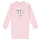 Girls Pink Logo Sweatshirt Dress, 2, hi-res