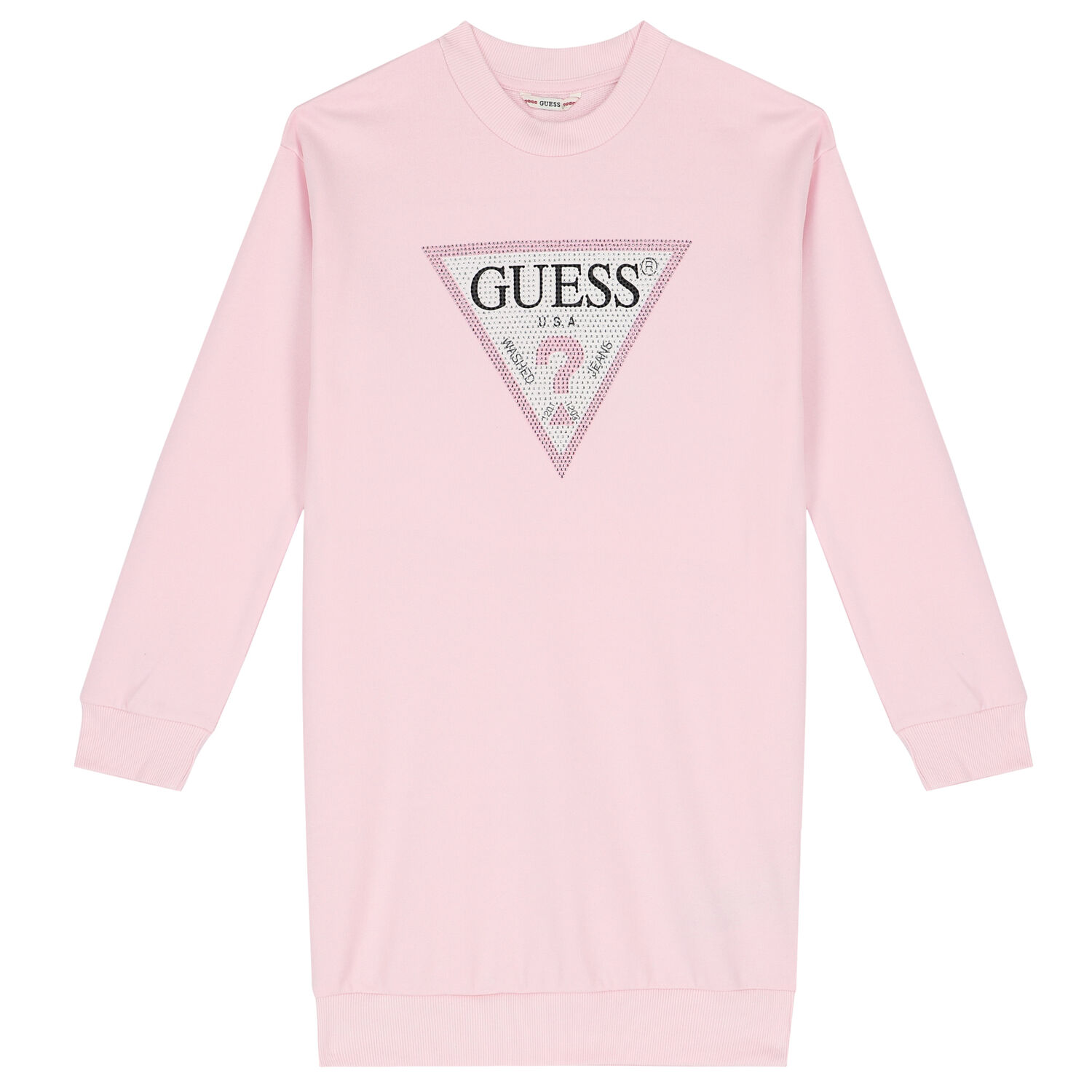 Girls Pink Logo Sweatshirt Dress, 2, hi-res image number null