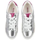 Girls Silver & Pink Logo Trainers, 1, hi-res