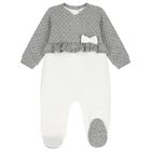 Baby Girls Grey & Ivory Babygrow, 1, hi-res