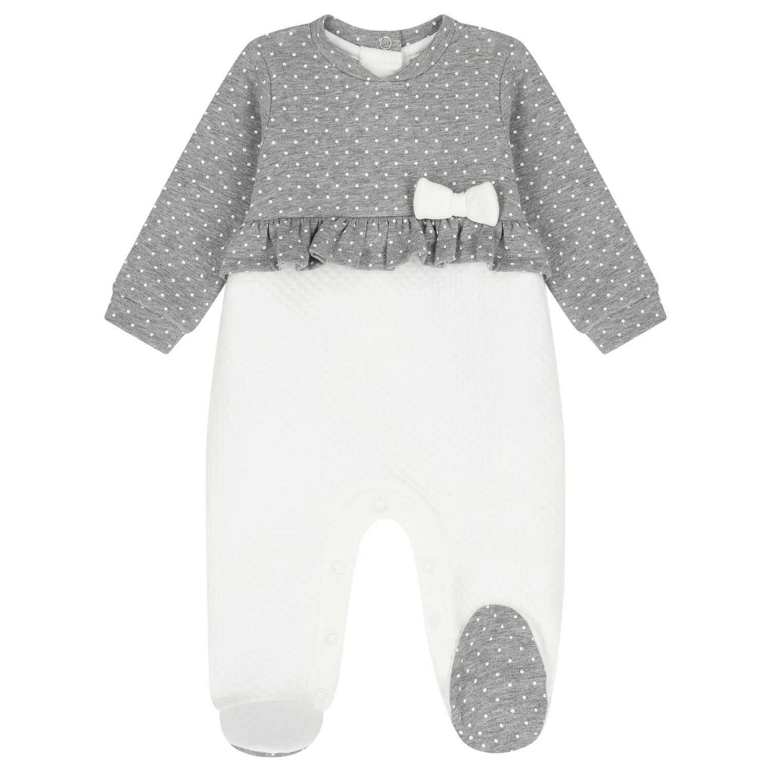 Baby Girls Grey & Ivory Babygrow, 1, hi-res