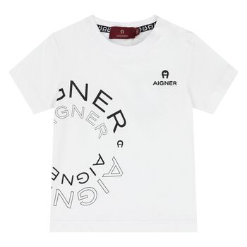 Younger Boys White Logo T-Shirt