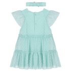 Younger Girls Green Tulle Dress & Headband Set, 2, hi-res
