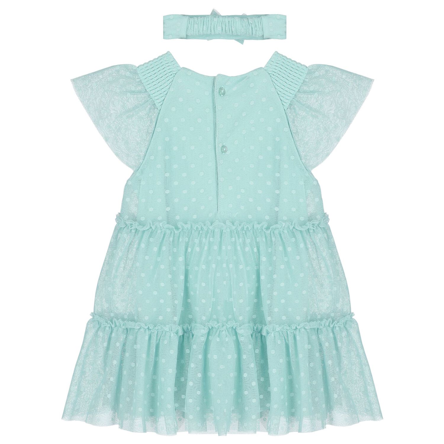 Younger Girls Green Tulle Dress & Headband Set, 2, hi-res