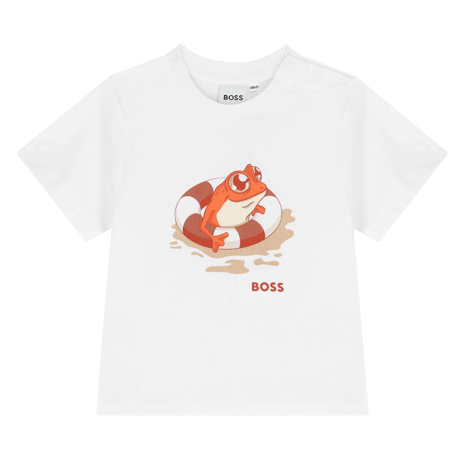 Younger Boys White Frog Logo T-Shirt, 1, hi-res image number null