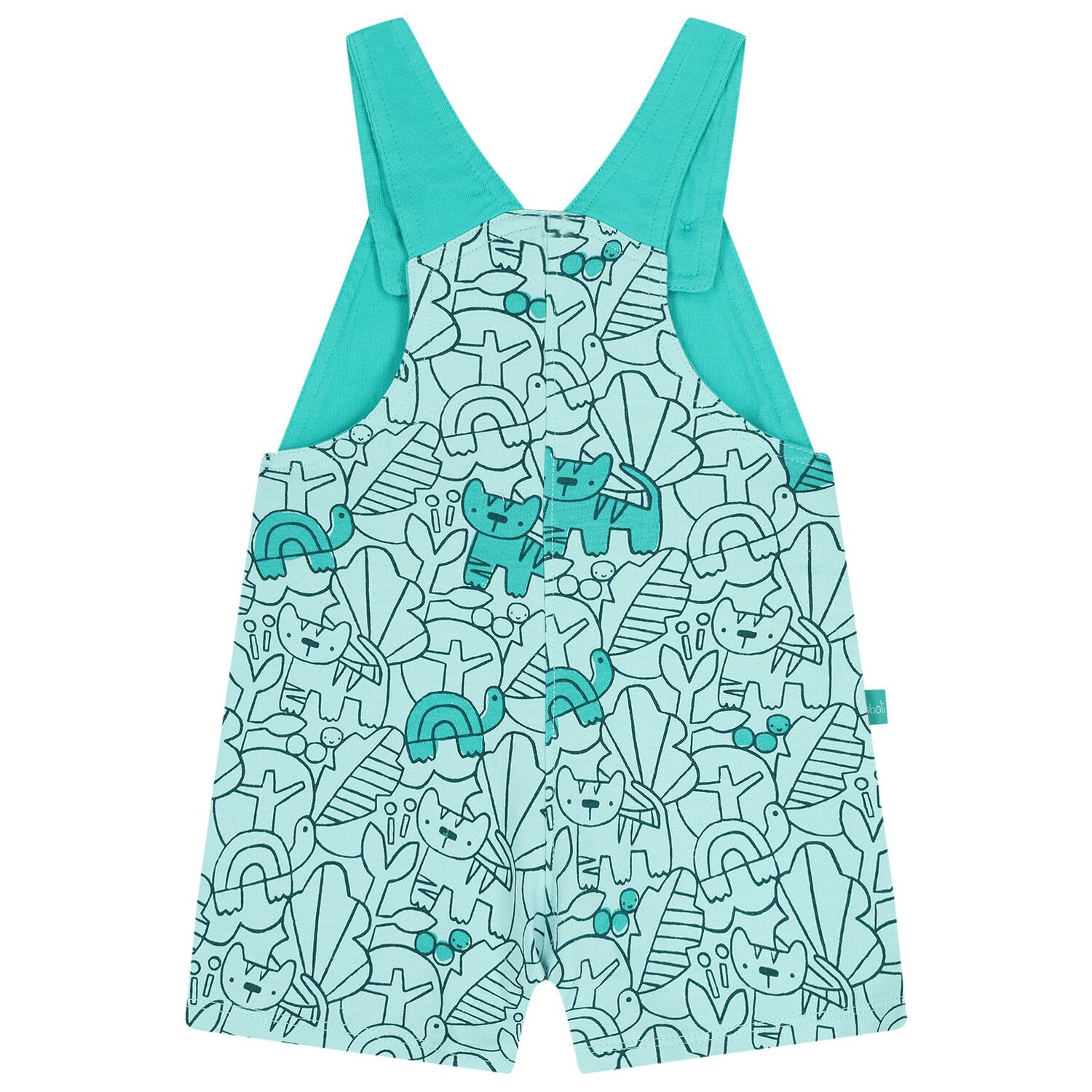 Baby Boys White & Green Dungaree Set , 1, hi-res