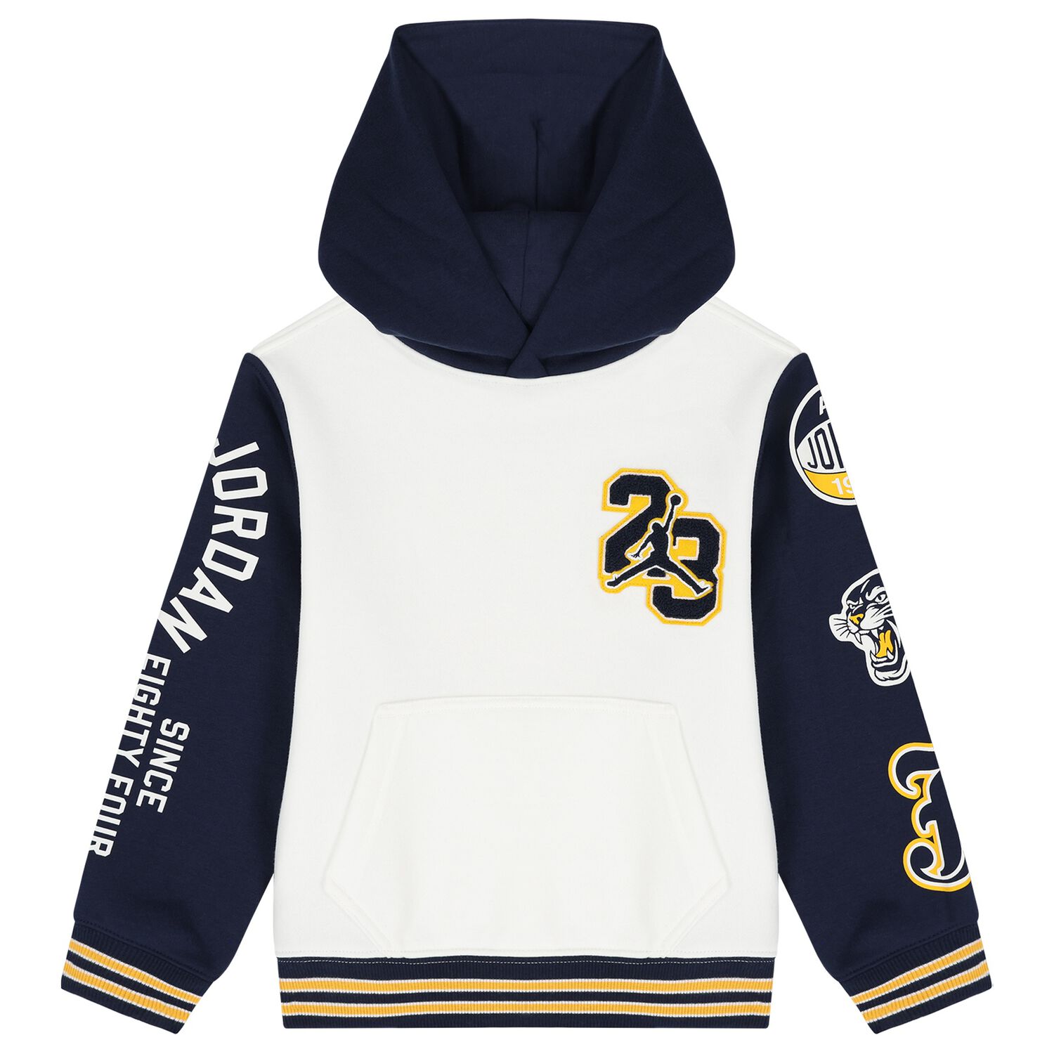 Boys White & Navy Blue Jordan Hooded Top, 2, hi-res