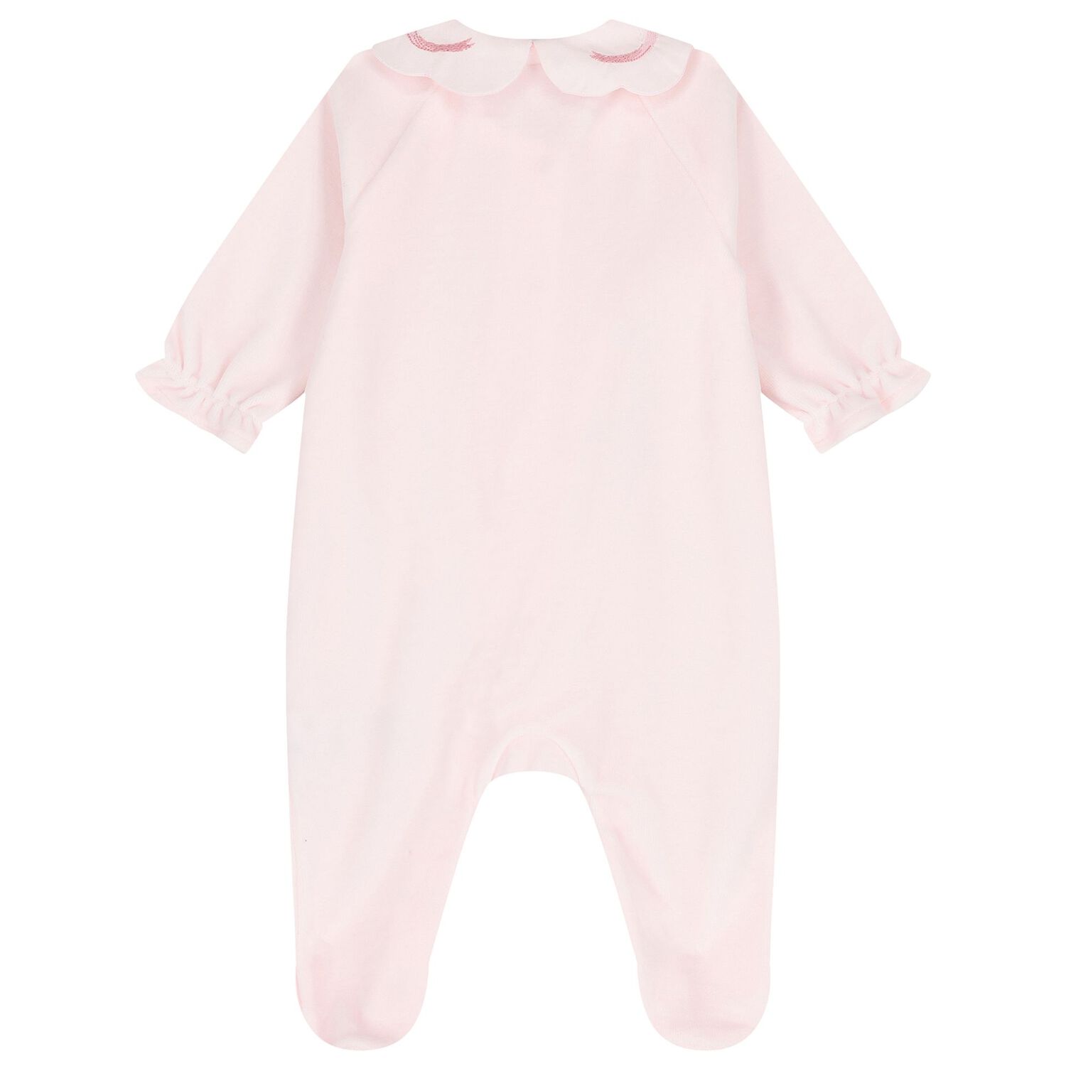 Baby Girls Pink Bow Velour Babygrow, 2, hi-res image number null