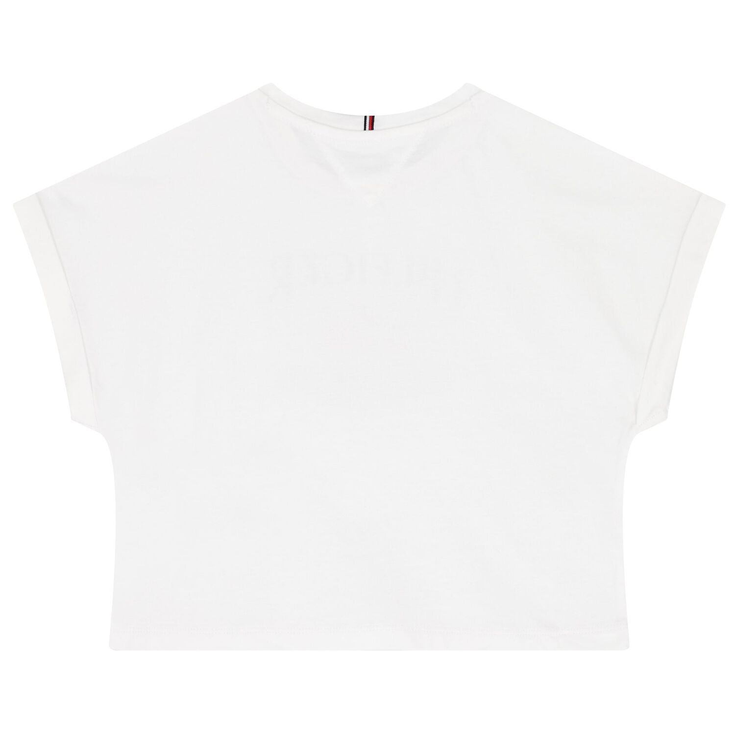 Girls White Cotton Sequin Flag T-Shirt, 2, hi-res image number null