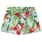 Girls Green Floral Shorts, 1, hi-res