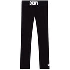 Girls Black Logo Leggings, 1, hi-res