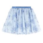 Girls White & Blue Floral Skirt Set, 1, hi-res