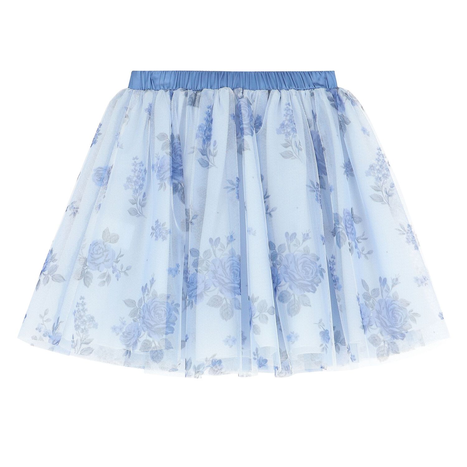 Girls White & Blue Floral Skirt Set, 1, hi-res image number null