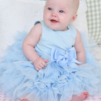 Baby Girls Blue Tulle Ruffles Dress