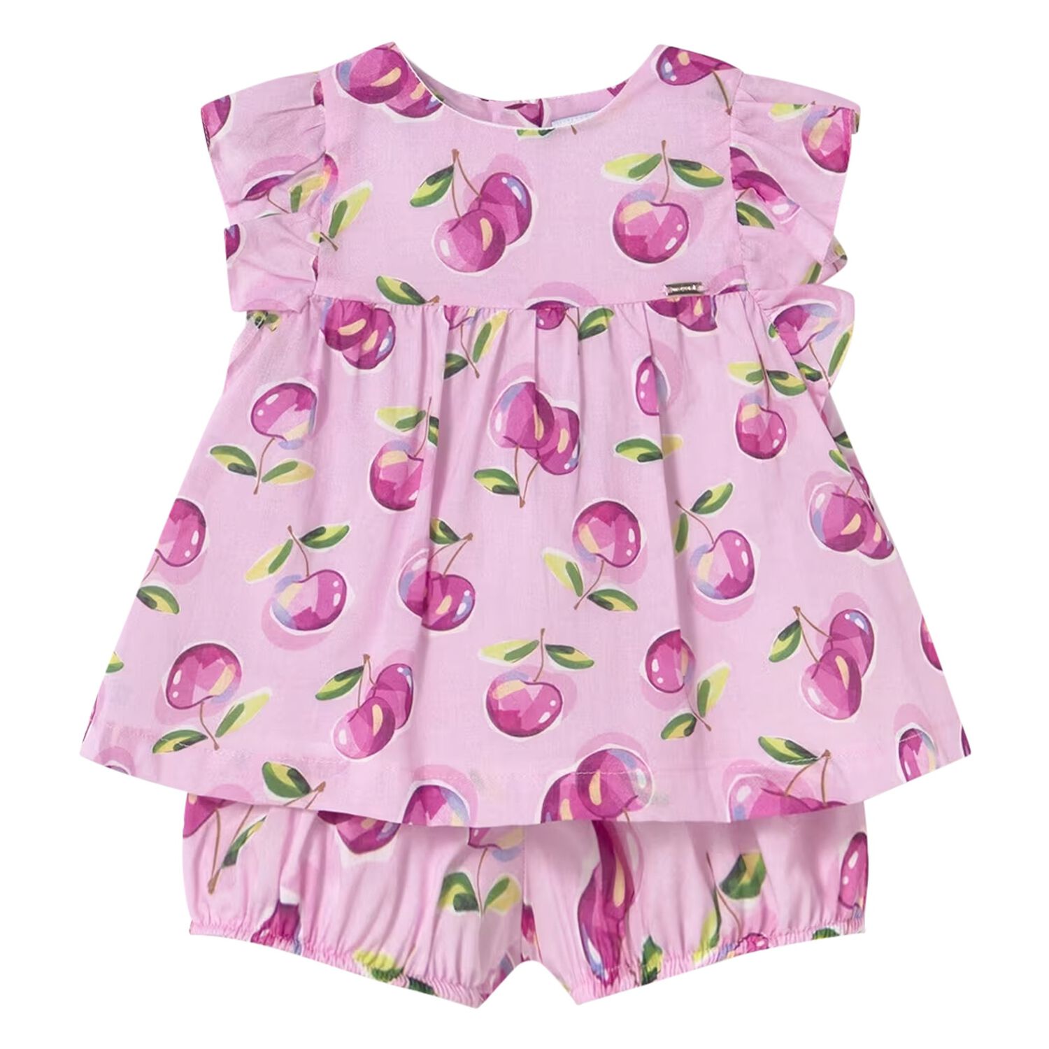 Baby Girls Pink Cotton Shorts Set, 1, hi-res