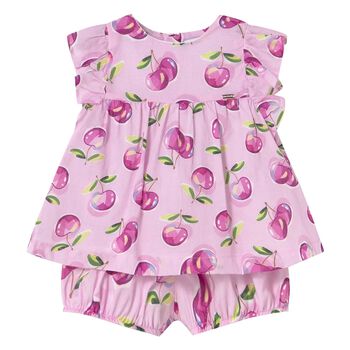 Baby Girls Pink Cotton Shorts Set