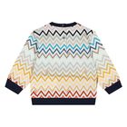 Younger Boys Navy Blue & White Zig Zag Sweatshirt, 1, hi-res
