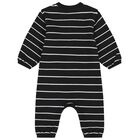 Baby Boys Black Logo Striped Romper, 1, hi-res