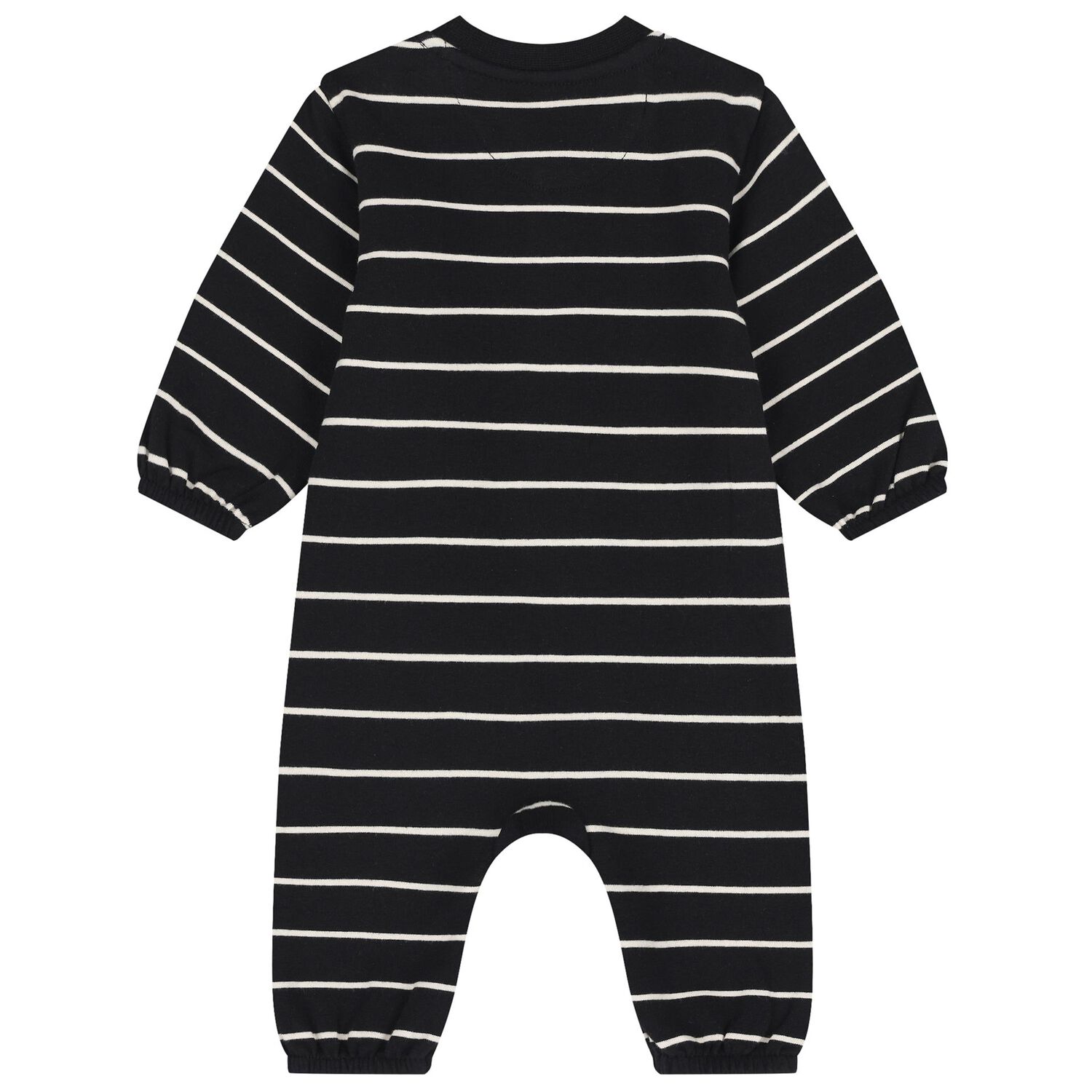 Baby Boys Black Logo Striped Romper, 1, hi-res