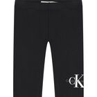 Baby Girls Black Logo Leggings, 1, hi-res