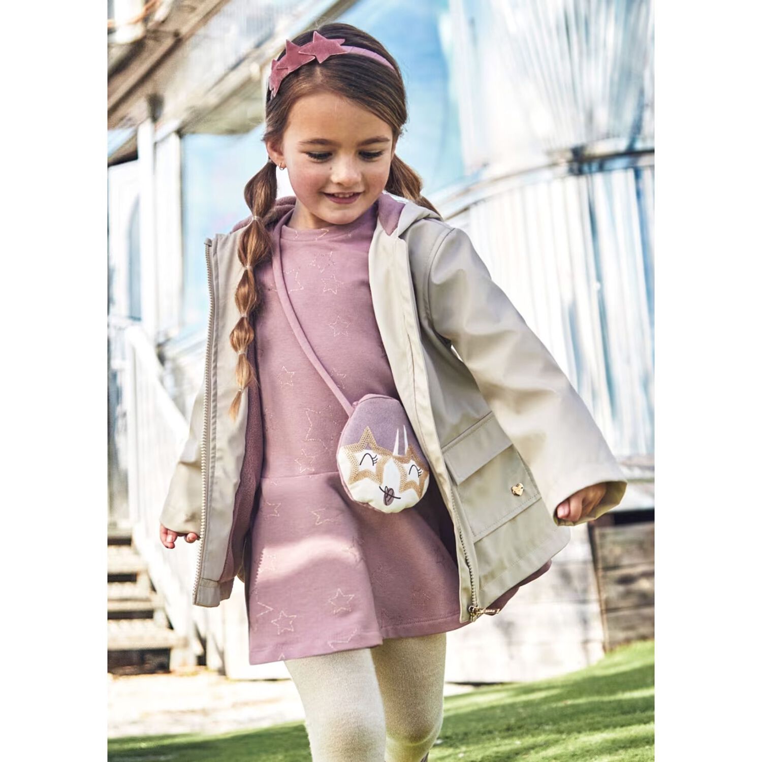 Girls Pink Star Dress Set, 1, hi-res image number null