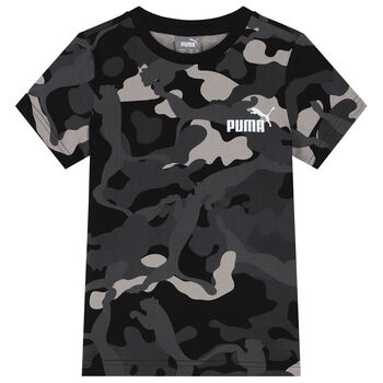 Boys Black & Grey Camouflage Logo T-Shirt