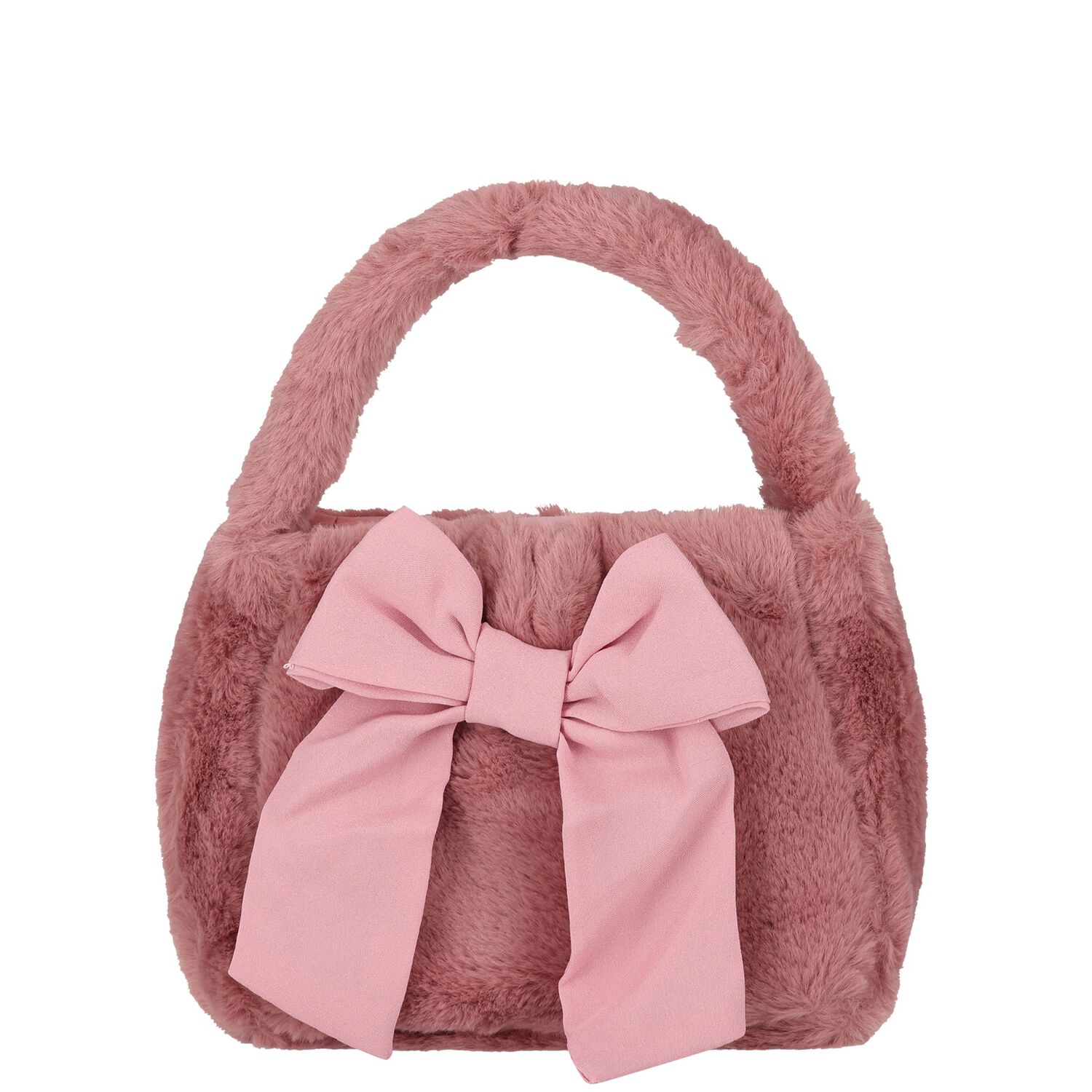 Girls Pink Faux Fur Handbag, 1, hi-res