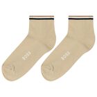 Boys White & Beige Logo Socks ( 2-Pack ), 1, hi-res